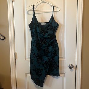 Dark green dress with black velvet detailing